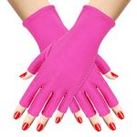 Sibba 1 Pair UV Gloves For Nails Art Light Protection Gel Polish Manicure Care Fingerless Moisturizing Hand Protector Tools Anti-Sun Women (Rose Red)