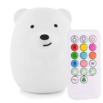 Tekemai Night Light for Kids, Bedside Lamp for Children, Baby Nursery Lamp for Breastfeeding Safe, Break Resistant, Eye Caring, Adjustable Brightness & Color, Touch Control, Child Gift - Medium Bear