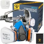BEESAFETY Half Face Respirator Mask with Safety Goggles, 2 A1 Organic Vapor Filters & 8 P2 Dust Filters, RD-518 Reusable Respirator for Painting,Dust,Gas, Sanding, Spraying, Chemicals, Cleaning