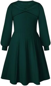 GRACE KARIN Girls Sweater Dress Green Christmas Kids Fall Winter Back to School Dresses Long Sleeve Size 6