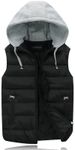 Gihuo Women's Puffer Vest Zip Up Quilted Padded Winter Sleeveless Hooded Vest Gilet Warm Jacket Outerwear Vest (-02Black-XL)