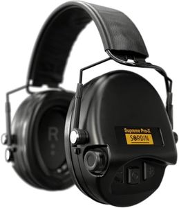 Sordin Pro-X Slim SFA Ear Muffs - 74502-04-G-S - Active Ear Defenders w/ 31 dB SNR Attenuation Ring - Gel Pads - Black