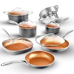 Gotham Steel 12 Piece Pots and Pan Set, Non Stick Cookware Set, Pots and Pans, Pot Set, Pot and Pan Set, Cooking Set, Ceramic Coated, Ultra Durable, Oven and Dishwasher Safe, 100% Toxin Free - Copper