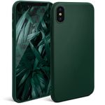 Moozy Minimalist Series Silicone Case for iPhone X and iPhone Xs, Midnight Green - Matte Finish Slim Soft TPU Cover