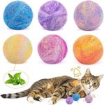 Retro Shaw Cat Toys Balls,Catnip Ball with Bell Inside,Wool Balls Toy with SilverVine Catnip Fill, Upgraded,Interactive Cat Nip Ball for Indoor Kitten Kitty 6 Pcs