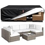 LXKCKJ Waterproof Outdoor Patio Furniture Cover UV and Dustproof Sofa Cover with 4 Vents, 4 Handles and 4 Buckles (Black, 110"L x 84"W x 28"H)