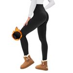 TNNZEET High Waisted Leggings for Women UK, Black Leggings Tummy Control for Gym Sports (Black-Fleece Lined,L-XL)