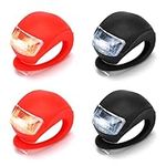 SULIVES 4Pcs Bike Lights Front and Back - Reliable Companion for Outdoor Cycling, Three Brightness Level Options Ensuring Nighttime Riding, Highly Elastic Waterproof LED Bike Lights Black & Red