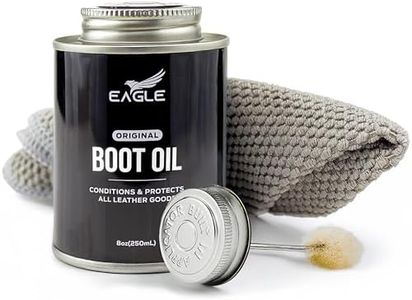 Eagle Leather Boot Oil for Work Boots, Cowboy Boots, & Shoes - Includes Applicator & Premium Towel - All-Natural Deep Leather Conditioner(8.45oz)