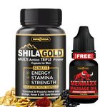 ShilaGold Shilajit Gold Capsules 850mg with Swarn Bhasm | Ayush Approved with 31 Ayurvedic Herbs like Shilajit Original, Ashwagandha & Safed Musli | For Strength, Stamina & Performance - 60 Capsules Count