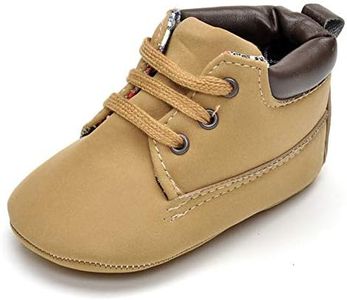 Enteer Infant Boys High-top Sneaker Brown Baby Shoes, Brown, 6-12 Months Infant