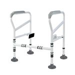 BQKOZFIN Toilet Handrail Adjustable Width & Height Toilet Standing Aid Free Standing Toilet Frame Non-Slip for Seniors, Handicapped, Pregnant Women and Disabled, White