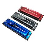 10 Hole Harmonica SWAN Senior Bruce Standard Beginner Diatonic Blues Harp Harmonica with Case (SW1020 Blue)