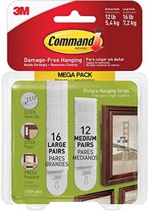 Command Large and Medium Picture Hanging Strips Mega-Pack, 28-Pairs: 12-Medium, 16-Large, Decorate Damage-Free