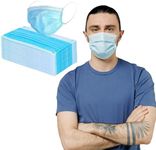 VOS Disposable Face Mask With Ear loops, Blue (50 Pack), 3-Ply Design with Melt-Blown Filtration Layer, Safety Face Mask For Adults - General Use