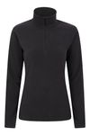 Mountain Warehouse Camber Half Zip Women's Striped Fleece - Lightweight, Warm & Cosy Half Zip Sweatshirt Top - Best for Camping, Outdoors, Travelling & Hiking Black M