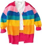 GORGLITTER Girl's Colorful Button Down Cardigan Sweaters Long Sleeve V Neck Knit Outwear Multicolor 7Y