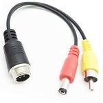 20cm/7.88" 4-pin Male Aviation Plug to RCA Male and DC Male Connector Cable, RCA AV + DC to M12 4-pin Extension Cable for Surveillance Camera Car Camera Video and Audio - (1 Pcs)