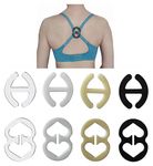 LUCSIS Racer back clips, bra strap clips for the back, cross back convertors, conceal straps and cleavage control bra clips, Clear, White Beige, Black, 8pcs, standard