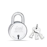 Link Round Silver Steel Lock with 3 Keys | Lock and Keys | Door Lock | Padlock (Pack of 1) (LINK-Round 65 MM)