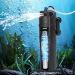 Aquarium Filter U-V for 40-150 Gallon, 400GPH Fish Filter with 9W U-V Double Light Green Water and Algae Submersible Powerful Clean Pump for Turtle Tank Saltwater Freshwater Crystal Green Killing