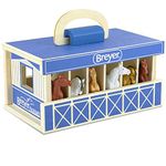 Breyer Farms Wooden Carry Stable Playset w/ 6 Horses