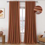 Terracotta Blackout Curtains 96 Inches Long for Bedroom Linen Blend Back Tab Darkening Drapes for Living Room Elegant Modern Style Black Out Curtains 2 Panels Sound Proof Curtains for Window 52X96