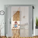 Magnetic Screen Door 240x225cm(94x89inch) Mesh Fly Curtain Magnetic Top-to-Bottom Seal Snaps Shuts Automatically Keep Fresh Air in Bugs Out,Suitable for Home Campers - Grey