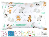 BB MY BEST BUDDY Toddler Kids Pillowcases for Boys and Girls - 100% Cotton - New Safari and Zoo Animals - 13 x 18 shrinks to fit -Envelope Style Closure - Designed in USA - Machine Washable Soft