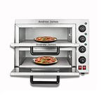 ANDREW JAMES Stainless Steel Silver Commercial Double Deck (16 * 16) Pizza Oven | Pizza Maker | Oven Pizza Maker - 1 Year Warranty, 1800 Watts, 60 liter