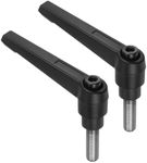 uxcell 2pcs Clamping Lever Handles, M8 x 20mm 304 Stainless Steel Threaded Male Stud, Adjustable Handles Locking Quick Release Ratchet Push Button Bolt Knobs, Black