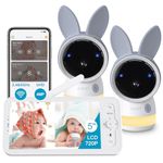 ARENTI 2.5K 5Ghz Wifi Baby Monitor with Two Cameras,Pan Tilt,5 Inch 720P Display,RGB Night Light,3350mAh Battery,One-Touch Call,Cry Detection,Auto Tracking,Night Vision,2 Way Talk,Twins