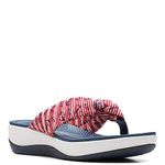 Clarks Women's Arla Glison Flip Flop, Red/White/Blue Textile, 6