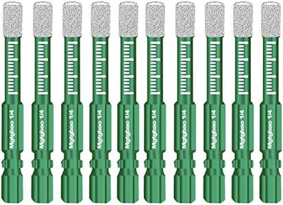 Mgtgbao 10pc 1/4” Green Dry Diamond Drill Bits Set，10PCS 6mm Hex Shank Core Drill Bit Brazed with Cooling Wax for Porcelain Tile Ceramic Concrete Granite Marble Hard Materials (not for Wood).