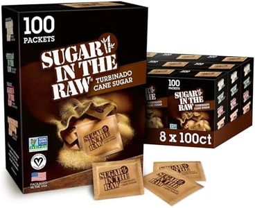 In The Raw Sugar Granulated Turbinado Cane Sugar On The Go Packets, No Added Flavors or erythritol, Pure Natural Sweetener, Hot & Cold Drinks, Coffee, Cooking, Baking, Vegan, Gluten-Free, Non-GMO, 100 Count Packets (8-Pack)