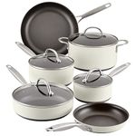 Anolon Achieve Hard Anodized Nonstick Cookware/Pots and Pans Set, 10 Piece - Cream