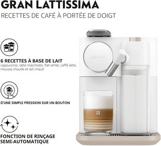 Nespresso Gran Lattissima Coffee Machine – Milk Frother, White, Starter Capsule Set