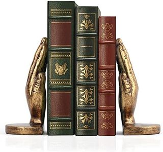 MXARLTR Book Ends to Hold Books Heavy Duty - Book Ends for Shelves, Decorative Bookends for Heavy Books with Anti-Slip Base Book Stopper for Shelves Books Magazines Home Office Decor (Antique Brass)