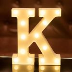 LED Letter Lights Alphabet Light Up Sign for Night Light Home Party Birthday Wedding Bar Decoration LED Letter Battery Powered Christmas Night Light Lamp Home Bar Decoration (K)