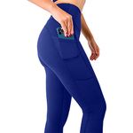 SEEMLY High Waisted Leggings with Pockets for Tummy Control | Breathable Yoga Pants Pack of 01, Royal Blue, X-Large