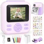 YOHOOLYO Kids Camera Instant Print, 2.4'' Digital Instant Camera for Kids with 32GB Card & 3 Rolls Paper, 1080P HD Video Recording, Gifts for Girls Aged 3-12, Purple