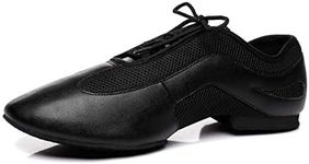 Minishion Men's Latin Ballroom Lace-up Breathable Mesh Synthetic Sport Practics Dance Shoes L400, Black, 12