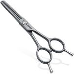 FOGOSP 4.5" Thinning Shears for Dogs Grooming Face with Safety Round Tip for Small Dogs Face Paw Ears Trimmer Professional Small Cat Grooming Scissors (4.5" Blender, Gray)