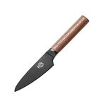 MITSUMOTO SAKARI 4.5 inch Japanese Paring Knife, Professional Black Titanium Coated Small Fruit Knife, Super-Sharp German Premium Alloy Steel Petty Chef Knife (Walnut Handle & Box Package)