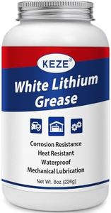 Keze White Lithium Grease Multi-Purpose Lubricant with Brush NLGI 2 Rust Corrosion Waterproof for Hinges, Bearings, Gears, Bike and Garage Doors, Automotive Parts, Sliding Track,8oz-1 Pack