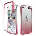 Vavies Compatible with iPod Touch 6/iPod Touch 5/iPod Touch 7 Phone Case for Girls Women, Full Body Shockproof Clear Soft Flexible TPU Protective Cover Cases for iPod Touch 5/6th/7th (red)