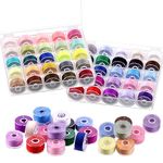 Swpeet 50Pcs 50 Colors Polyester Prewound Bobbins Sewing Set with Bobbin Box, Sewing Thread Bobbins, Pre-Wound Bobbins Compatible with Brother/Babylock/Janome/Elna/Singer Embroidery Machine, Size A