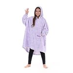 THE COMFY DREAM JR | Oversized Light Microfiber Wearable Blanket for Kids, Seen on Shark Tank, One Size Fits All, Heather Purple