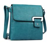 AOSSTA Women's Cross Body Shoulder Messenger Bag Multiple Slip and Zip Pockets Handbag with Storage Pocket Adjustable Strap (Teal)