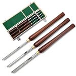 ZPYXBH Wood Turning Bowl Gouge Set, 3 Pieces Wood Lathe Turning Tools, Bowl Gouge for Wood Lathe, 10/12/16Mm with High Speed Steel Blades, Beech Handles Brass Ferrules, in Wooden Storage Case